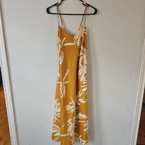 Mustard Yellow Floral Maxi Dress with Spaghetti Straps